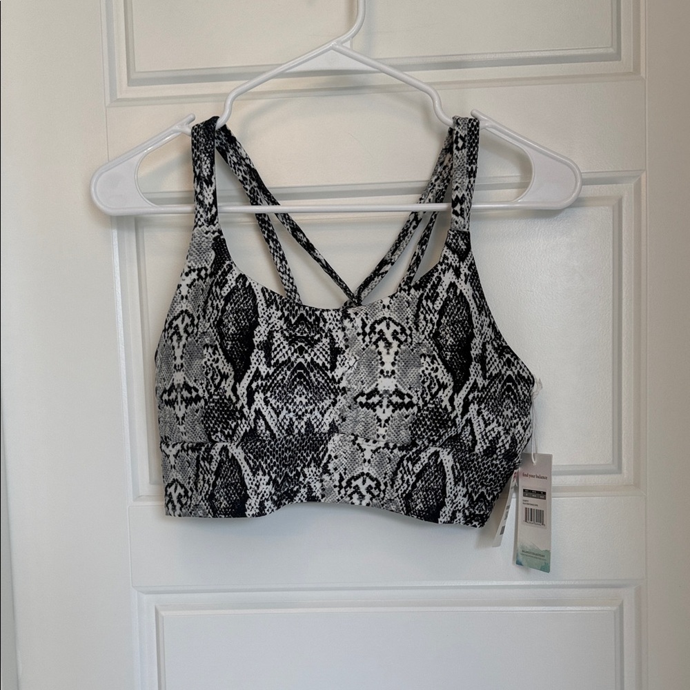Balance Collection Black and White Snakeskin Sports Bra